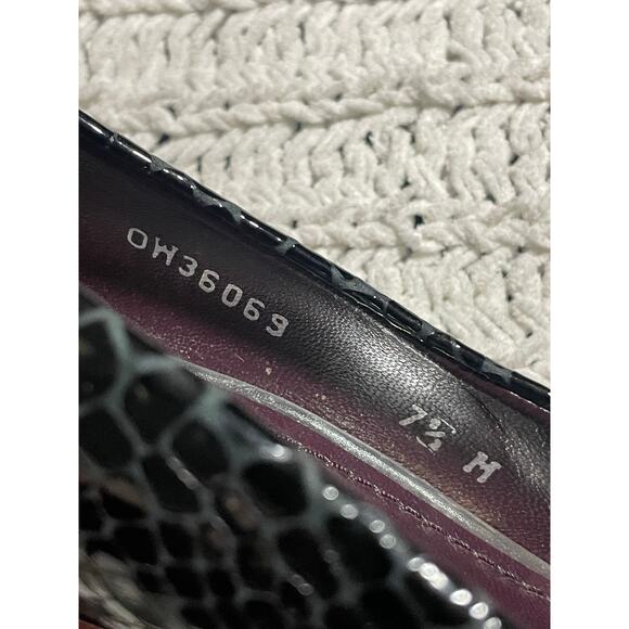 Stuart Weitzman Peep Toe Heels Leather Snake OW36069 Womens 7.5 M Reptile Black - Picture 9 of 10